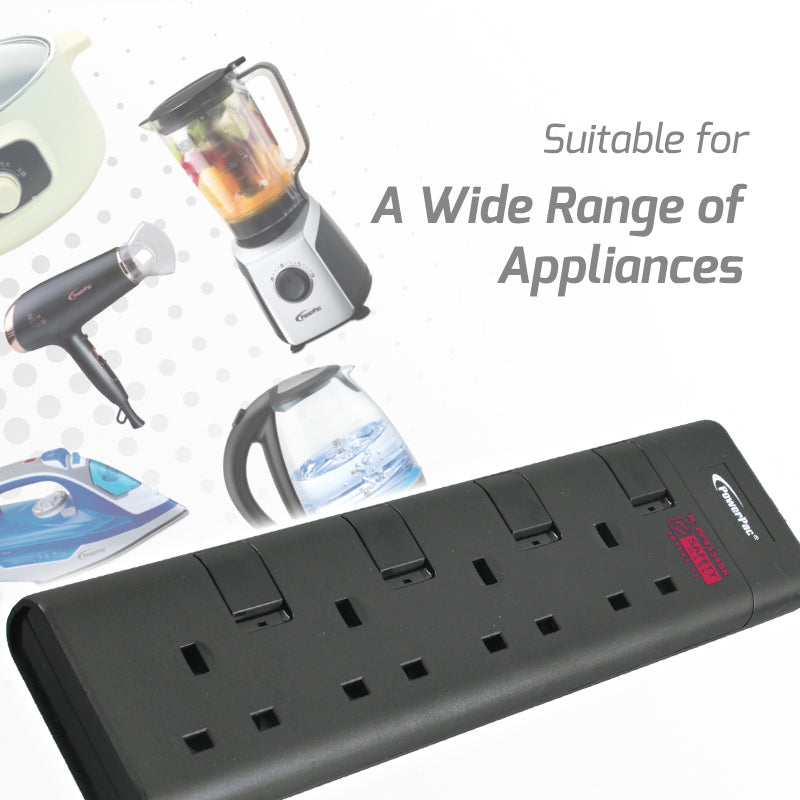 Extension Cord, Extension Socket, Power Cord, Power Extension 3 Meter 4 way (PP8554BK)