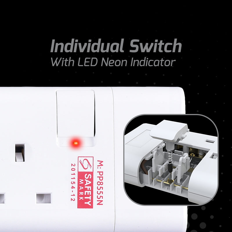 Extension Cord, Extension Socket, Power Extension 3 Metre 5 way (PP8555N)