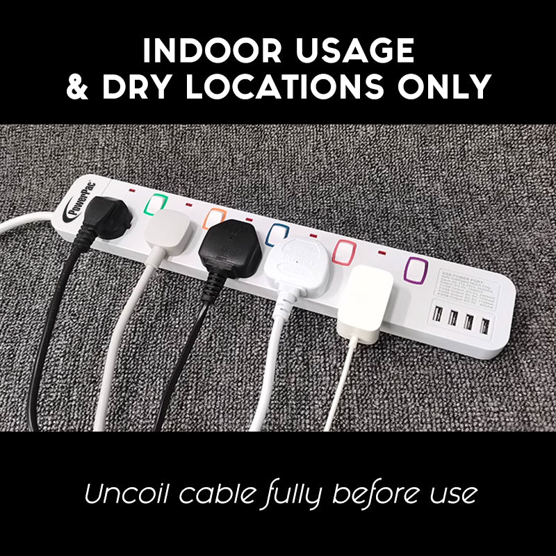 Extension Cord, Extension Socket, Power Cord 3 Metre 4 way with 4x USB Charger (PP9114U)