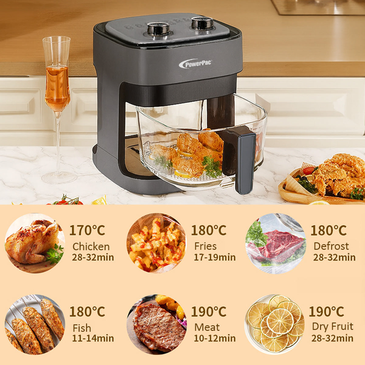 Air Fryer 4.8L with Tempered Glass Basket (PPAF345)