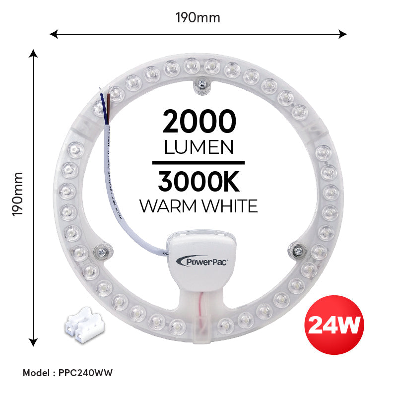 LED Ceiling Lamp, Round Light, Circular Tube  24 Watts Warm white (PPC240WW)