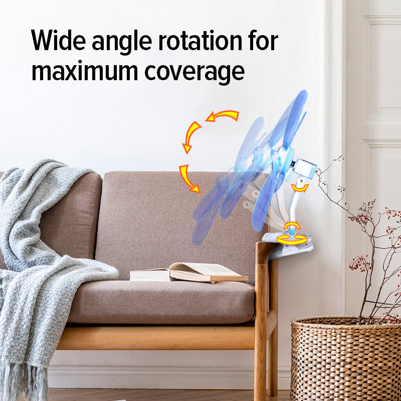 6" Clip/Table/Wall Fan – 5 Flexible Blades, Strong Airflow, Adjustable Tilt, PPC603A