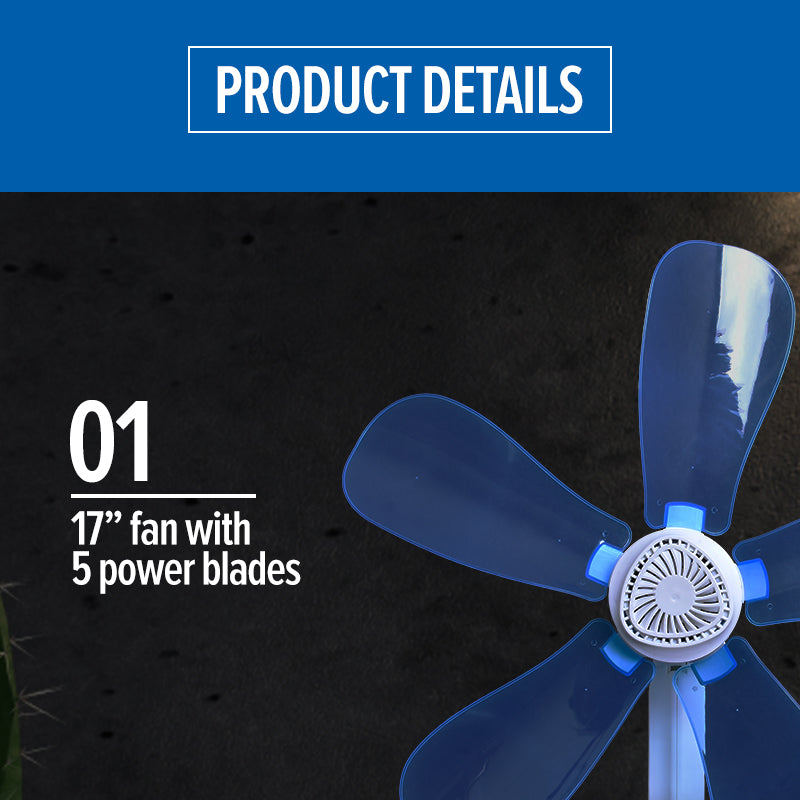 6" Clip/Table/Wall Fan – 5 Flexible Blades, Strong Airflow, Adjustable Tilt, PPC603A