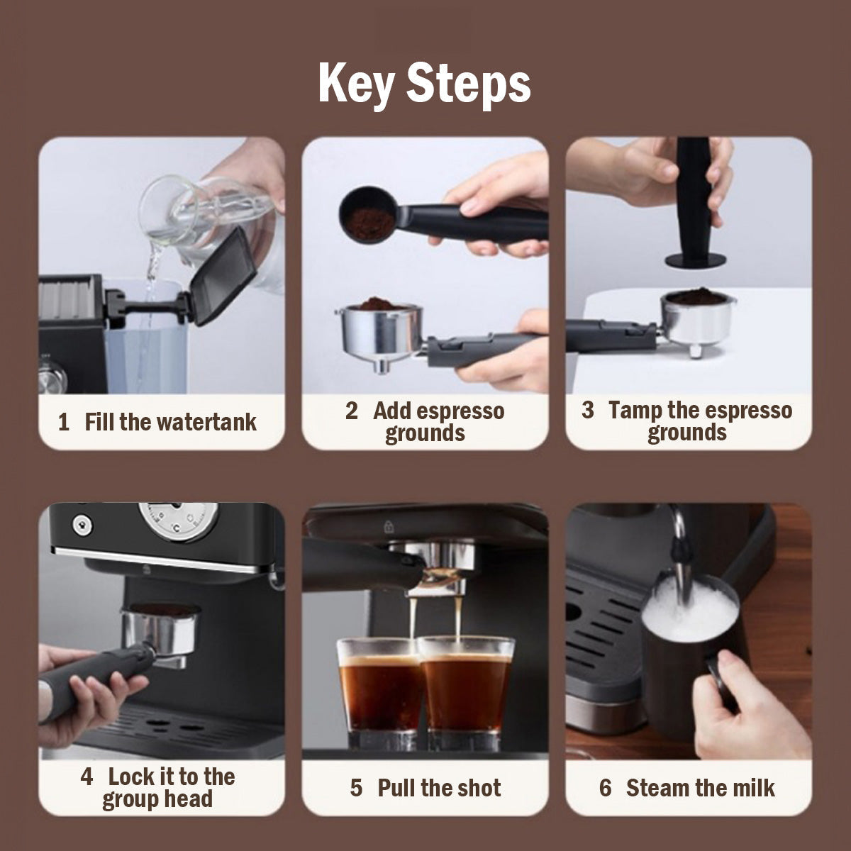 1.2L Coffee Maker High Pressure Water Tank, Coffee Machine Espresso Coffee Machine with Milk Frothing (PPCM331) Black