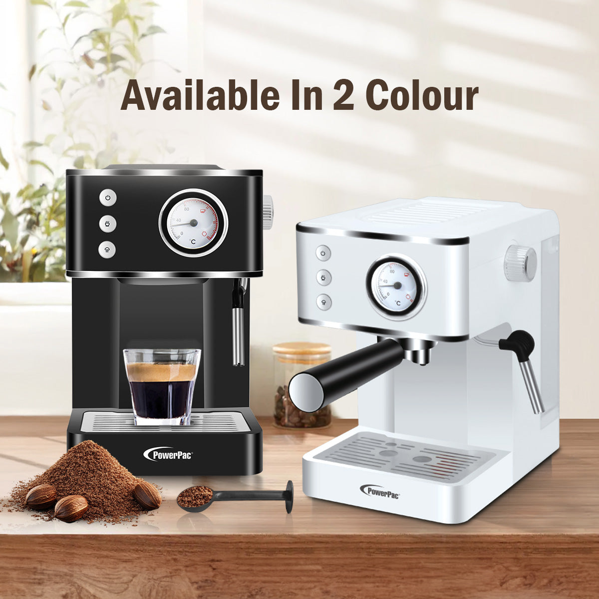 1.2L Coffee Maker High Pressure Water Tank, Coffee Machine Espresso Coffee Machine with Milk Frothing (PPCM331) Black