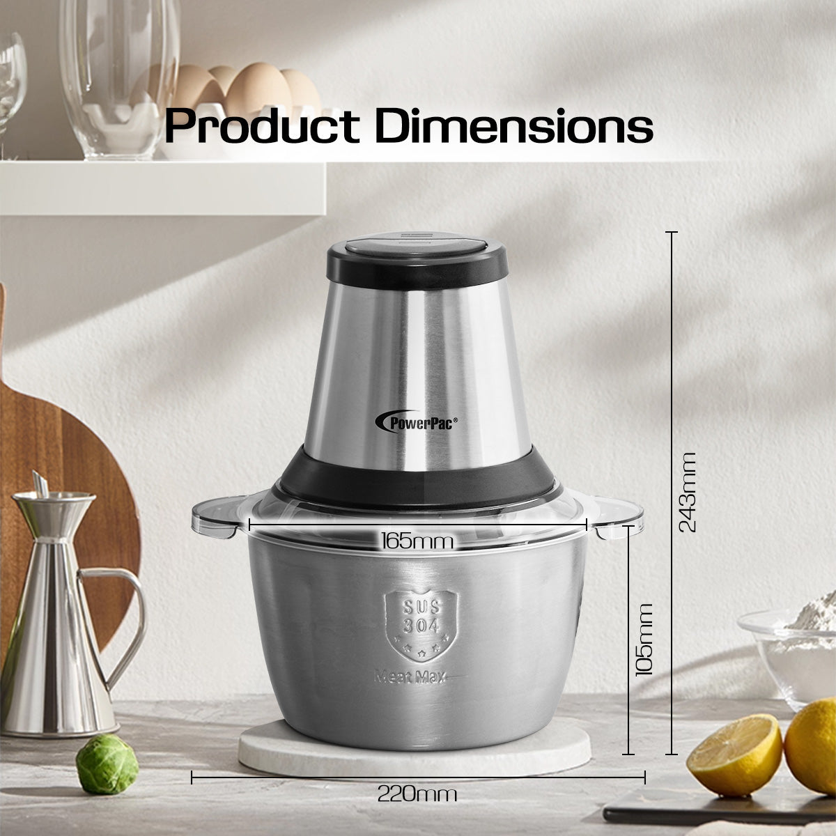 Electric Food Chopper 2.0L with Safety Lock Switch (PPCP713)