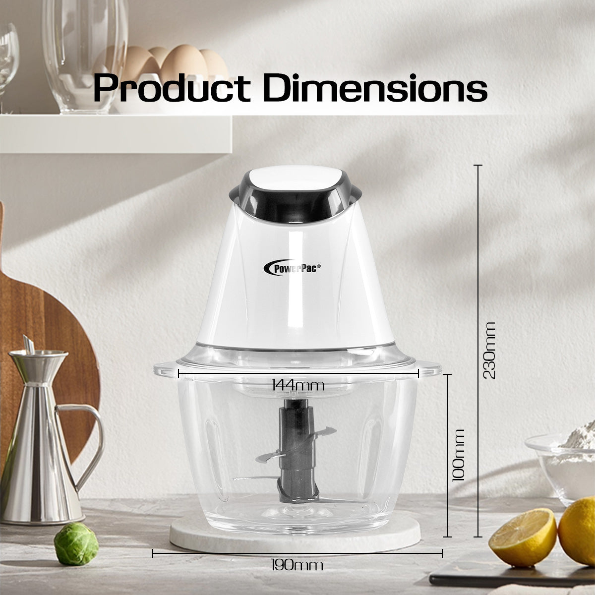Electric Food Chopper, Food Preparation 1L with Safety Lock Switch (PPCP813)