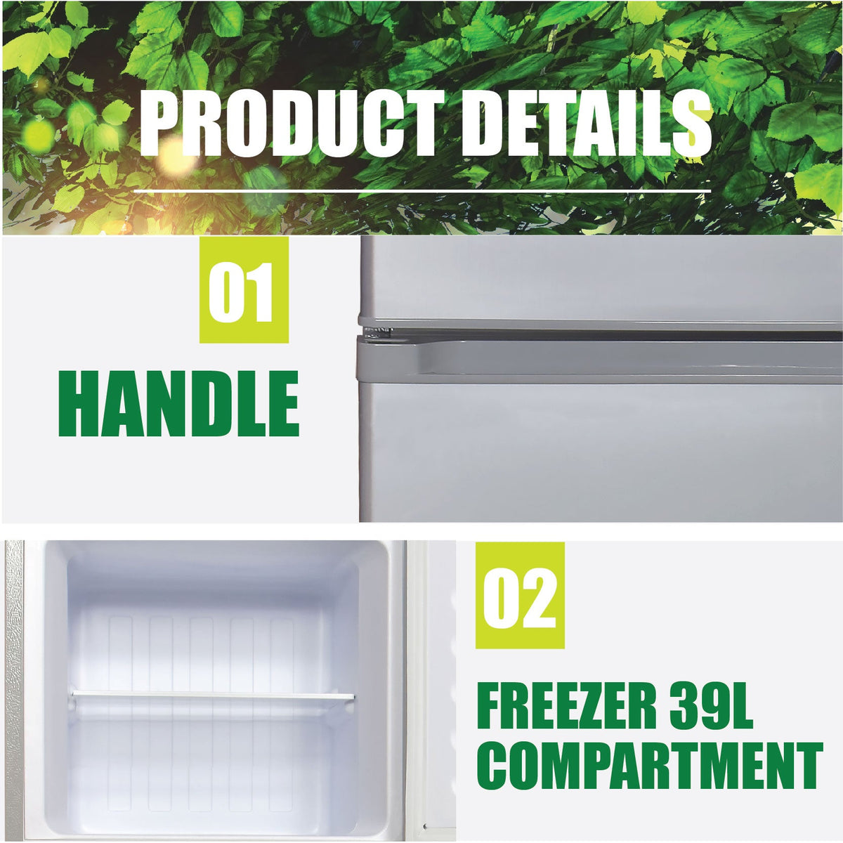 [CLIMATE VOUCHER $400] 135L 2 Door Mini Fridge with Freezer, shelves, crisper, anti-bac Carbon Filter, optimal door seal, Freezer temp < -18°C, silver, PPF136
