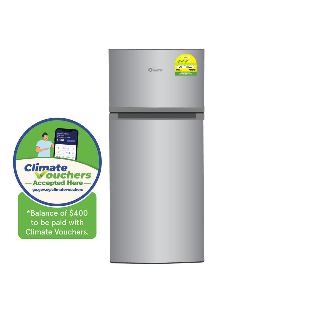 [CLIMATE VOUCHER $400] 135L 2 Door Mini Fridge with Freezer, shelves, crisper, anti-bac Carbon Filter, optimal door seal, Freezer temp < -18°C, silver, PPF136