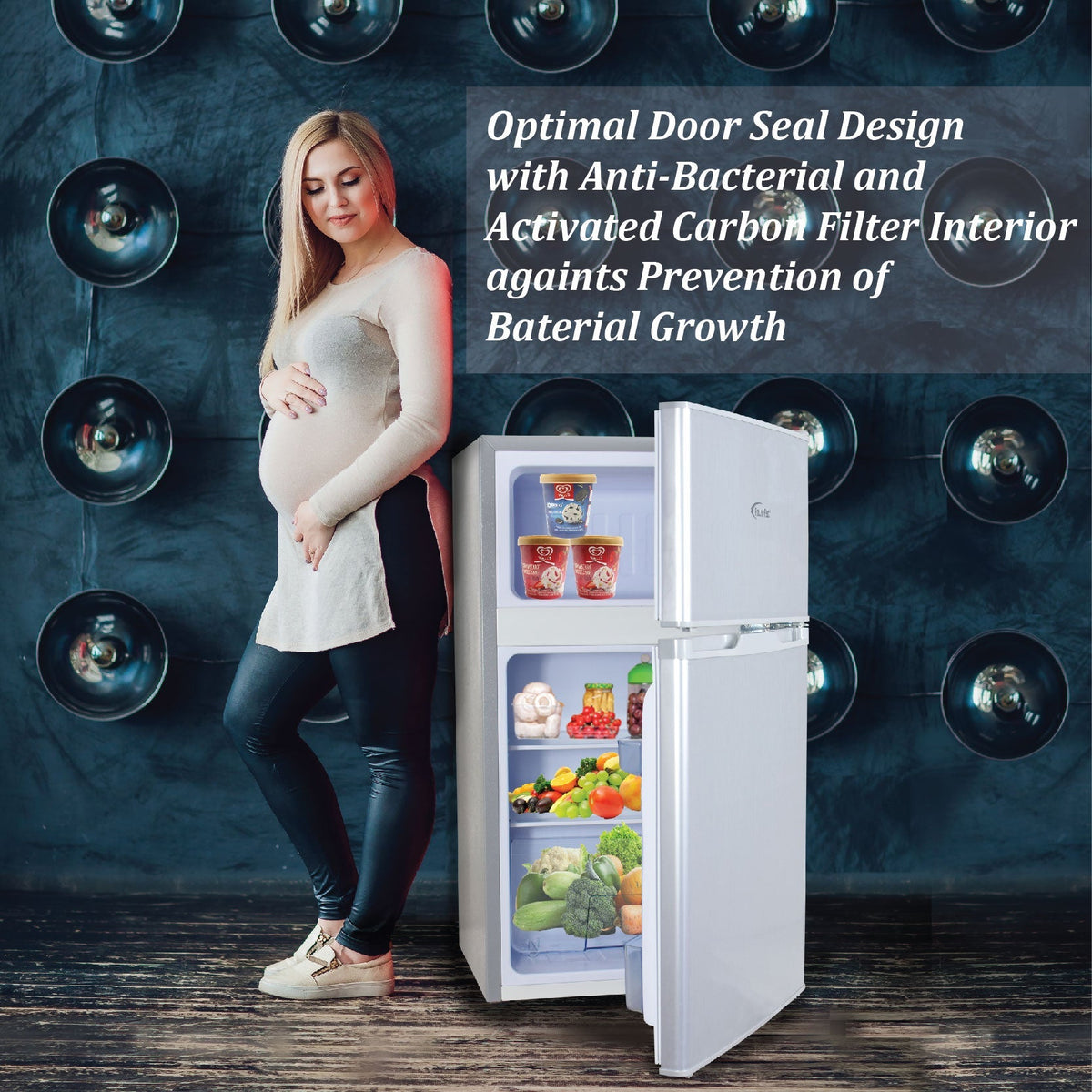 [CLIMATE VOUCHER $400] 71L 2 Door Mini Fridge + Freezer, shelves, crisper, anti-bac Carbon Filter, optimal door seal, Freezer temp < -18°C, silver, PPF85