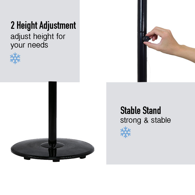 2 in 1 Stand Fan – 7 Blades, Adjustable Tilt, 2 Convertible Height, Oscillation, Powerful, Energy-efficient, 3-Speed, black, PPFS212