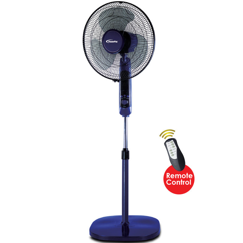 16" Stand Fan – Remote Control, Adjustable Tilt & Height, Oscillation, Timer, Durable, Energy-efficient, 3-Speed, purple & black, PPFS300R