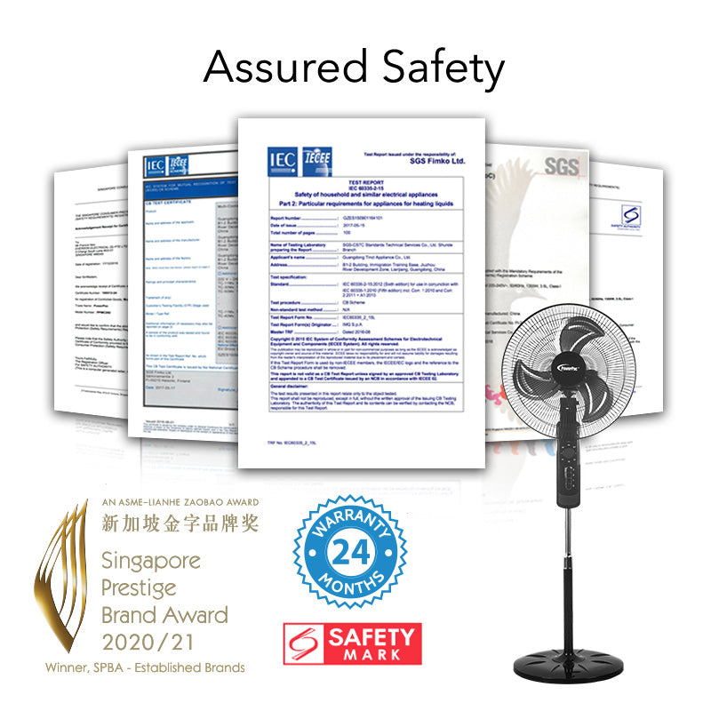 18" Stand Fan – Metal Blades, Powerful Airflow, Adjustable Tilt & Height, Oscillation, Timer, 3-Speed, black, PPFS818