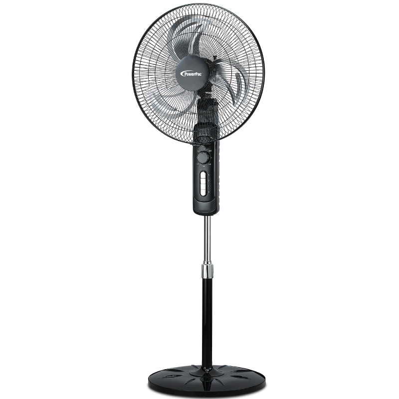 18" Stand Fan – Metal Blades, Powerful Airflow, Adjustable Tilt & Height, Oscillation, Timer, 3-Speed, black, PPFS818