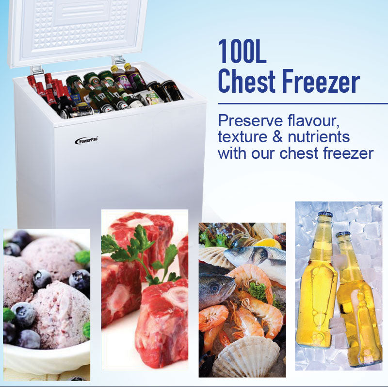 100L Chest Freezer CFC Free, Chiller & Freezer (PPFZ100) Black