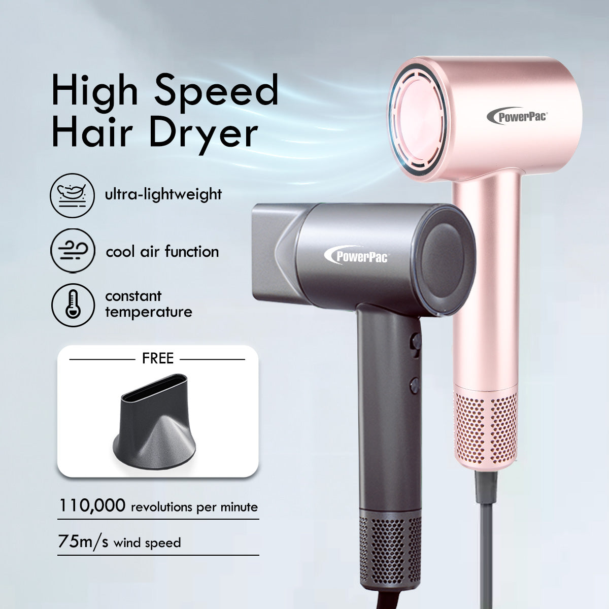 Hair Dryer with cool air, High Speed Hair Dryer, 1600W (PPH2858) PINK