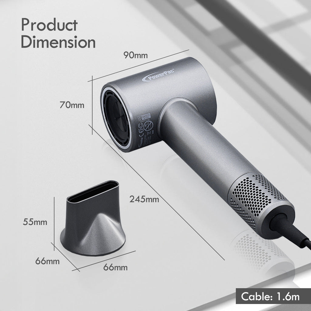 Hair Dryer with cool air, High Speed Hair Dryer, 1600W (PPH2858) GREY