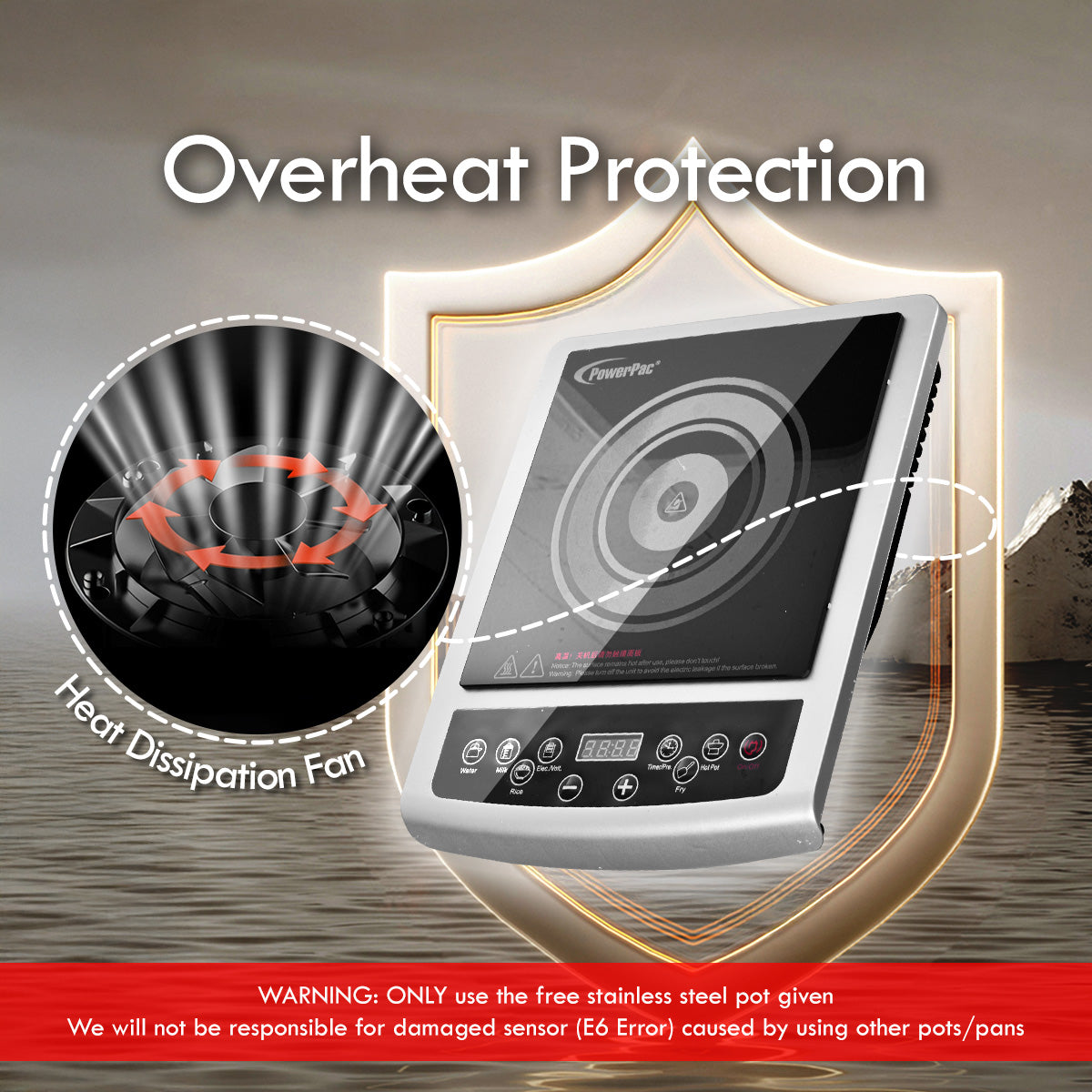 Induction Cooker Steamboat with Stainless Steel Pot & Overheat Protection (PPIC848)