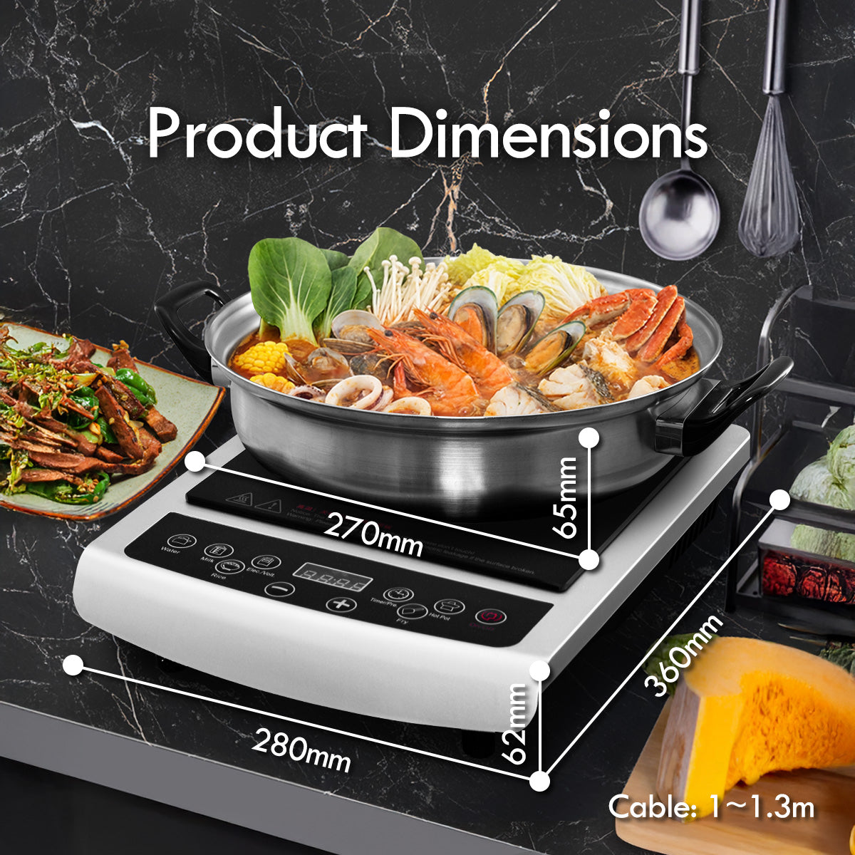 Induction Cooker Steamboat with Stainless Steel Pot & Overheat Protection (PPIC848)