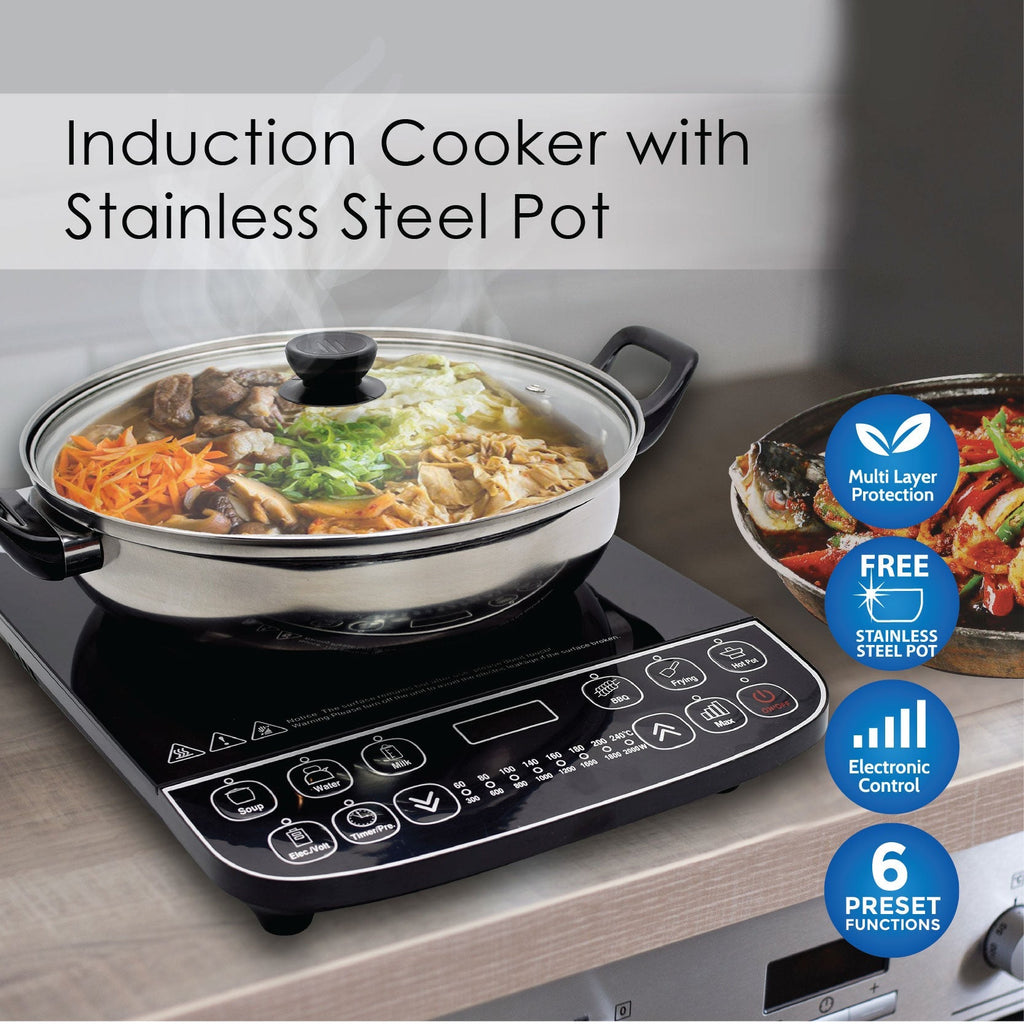 Induction Cooker Steamboat with Stainless Steel Pot + Stainless Steel Steamer (PPIC887+Steamer)