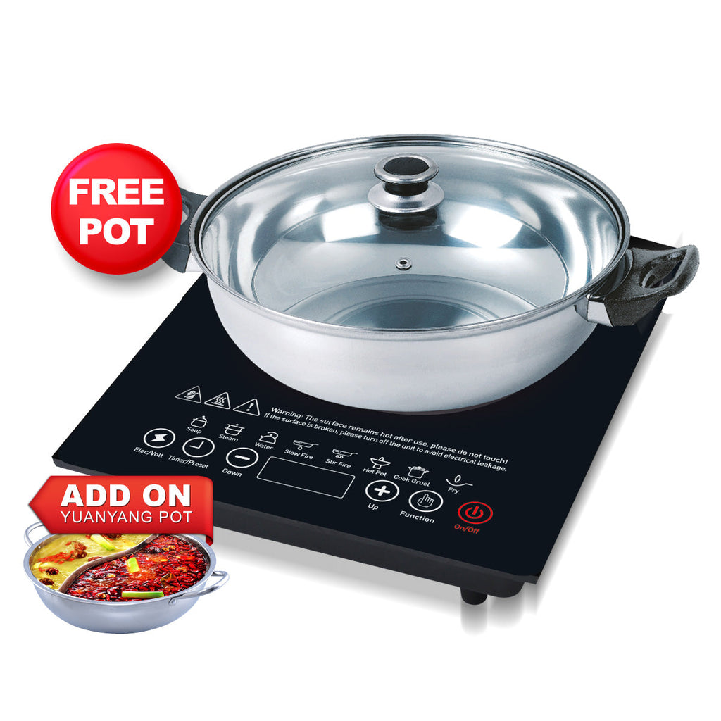 Steamboat Induction Cooker with Stainless Steel Pot + Stainless Steel YuanYang pot (PPIC888A+YY Pot)
