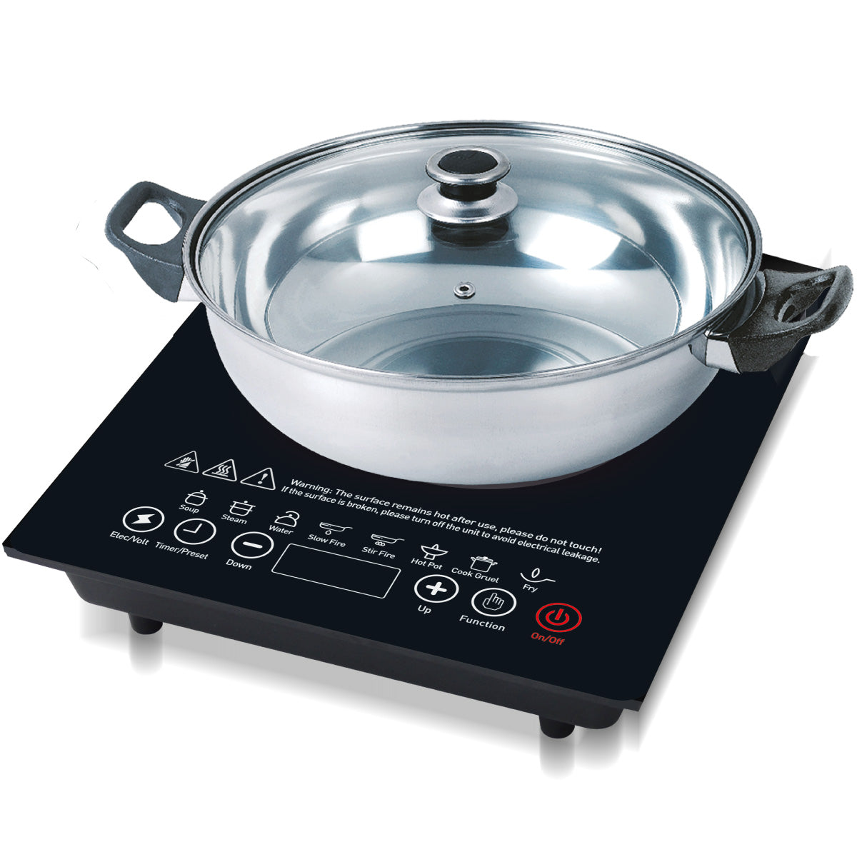 Steamboat Induction Cooker with Stainless Steel Pot + Stainless Steel YuanYang pot (PPIC888A+YY Pot)