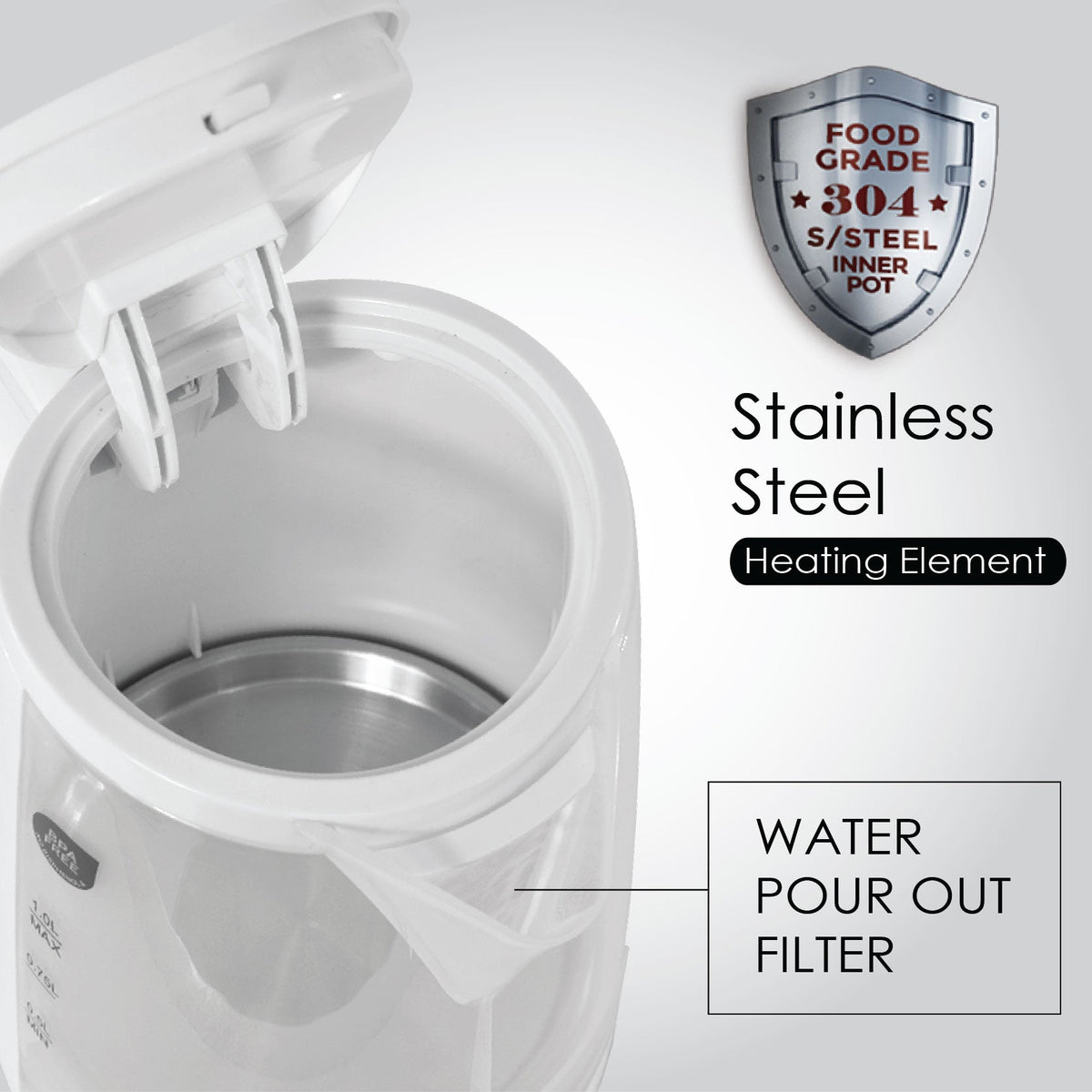 Electric Kettle Jug, Cordless Jug 1.7L BPA FREE (PPJ2002)