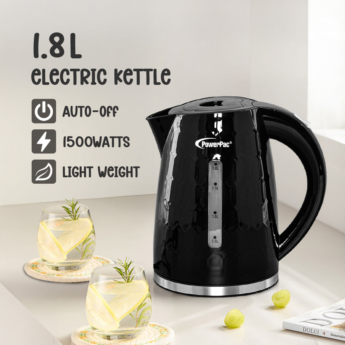 Electric Kettle Jug, Cordless Kettle 1.8L (PPJ2010)