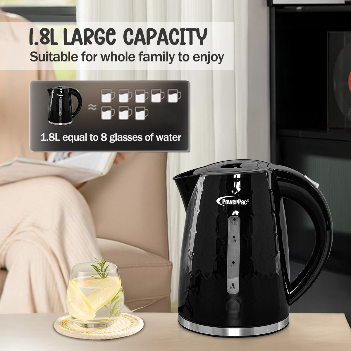 Electric Kettle Jug, Cordless Kettle 1.8L (PPJ2010)