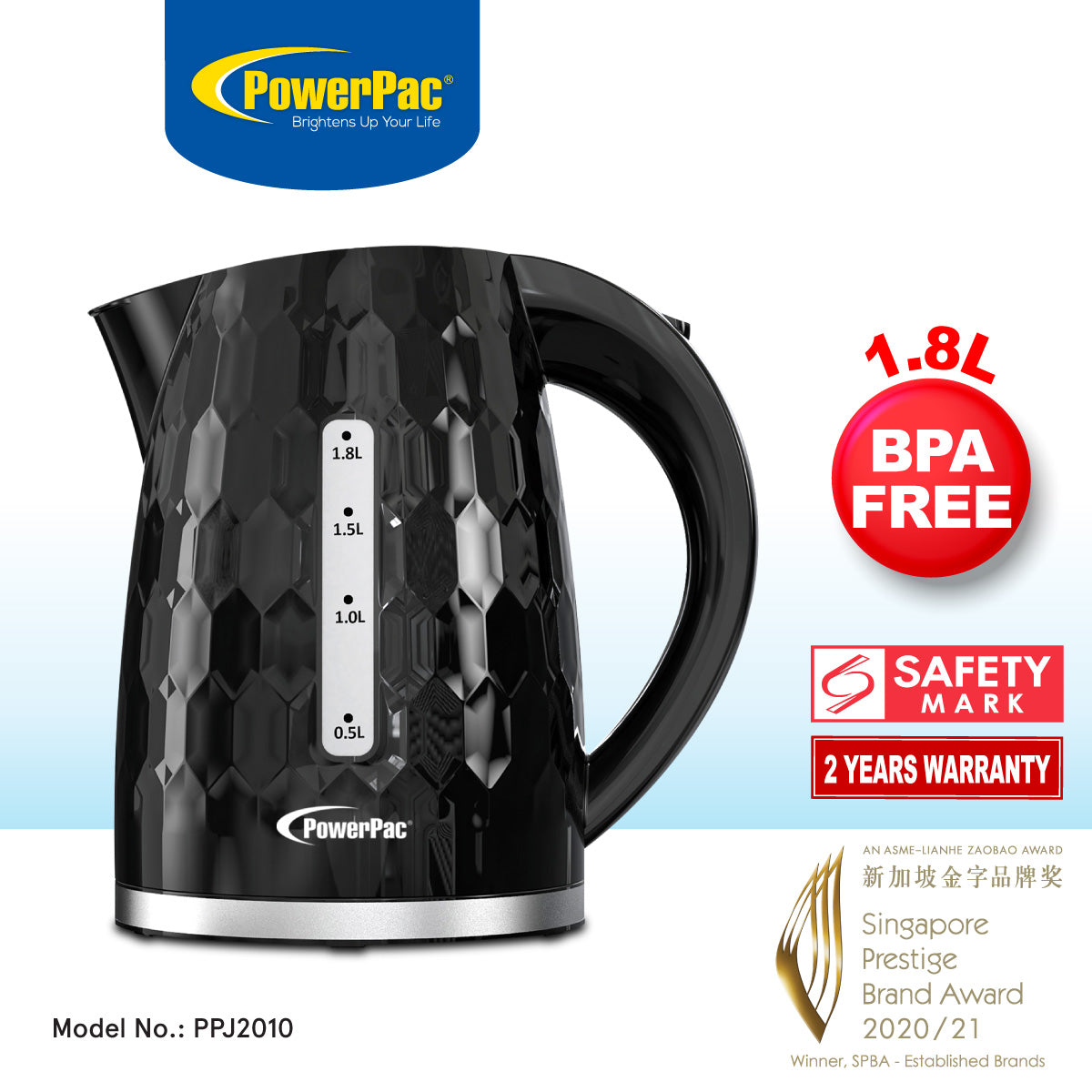 Electric Kettle Jug, Cordless Kettle 1.8L (PPJ2010)
