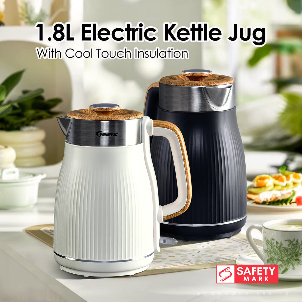 Cordless Kettle Jug, Electric Kettle Jug 1.8L Cool Touch Insulation (PPJ2030)Black