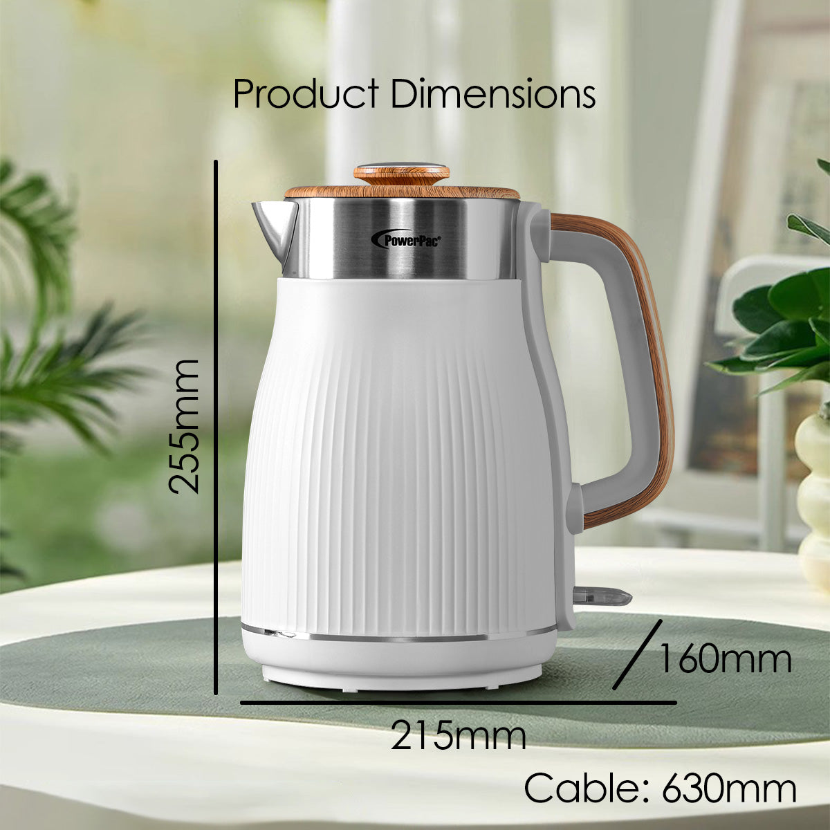 Cordless Kettle Jug, Electric Kettle Jug 1.8L Cool Touch Insulation (PPJ2030)Black