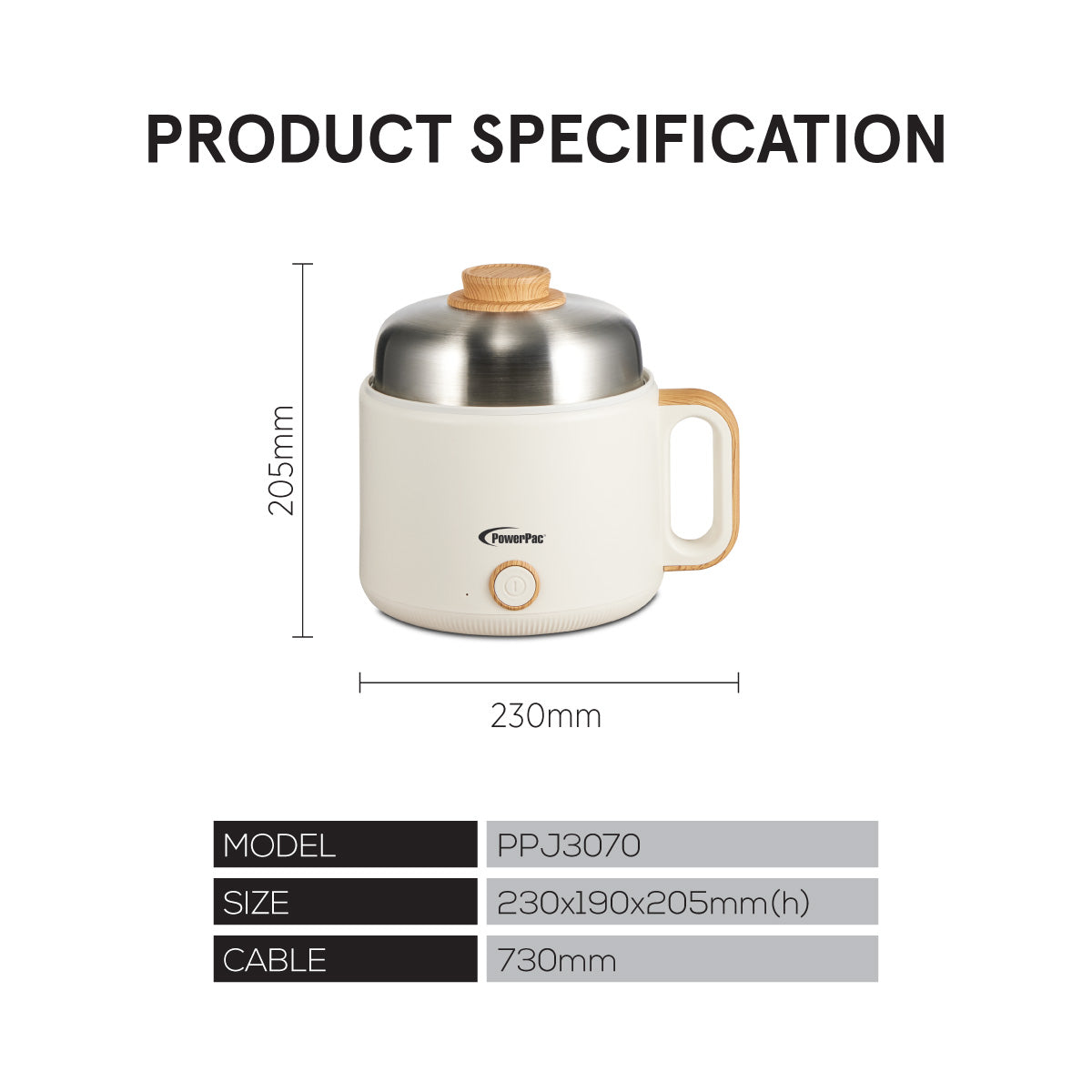 1.7L Multi Cooker steamboat noodle cooker (PPJ3070)