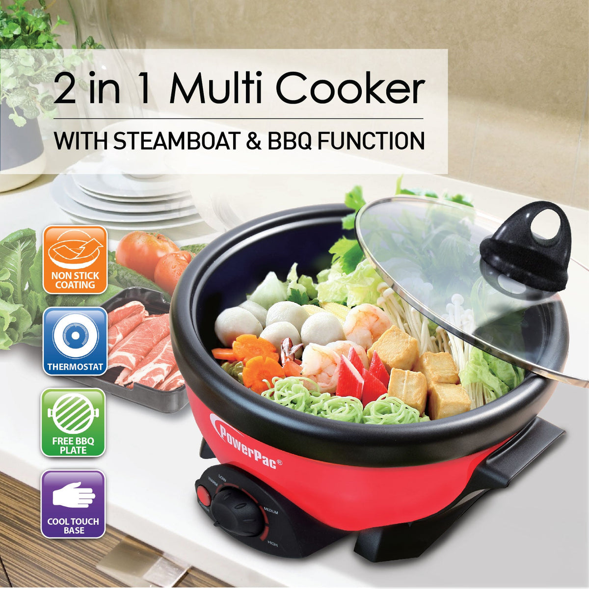 Multi Cooker 2L 2in1 Steamboat/BBQ grill (PPMC181)