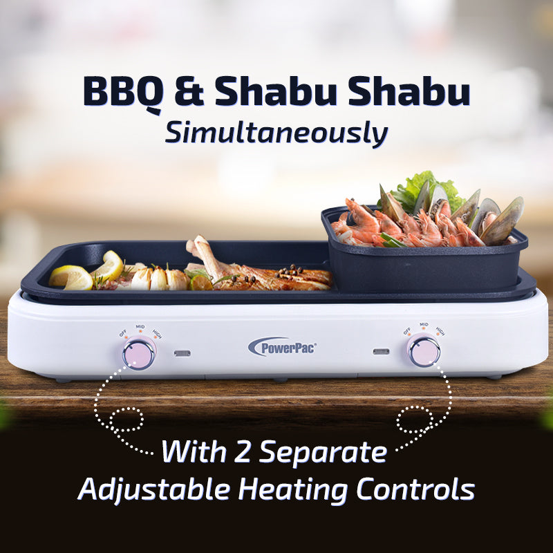 Steamboat with BBQ Grill, 2 in 1 Multi Cooker with Non-stick inner pot (PPMC763)
