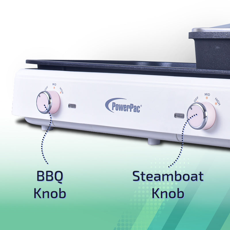 Steamboat with BBQ Grill, 2 in 1 Multi Cooker with Non-stick inner pot (PPMC763)
