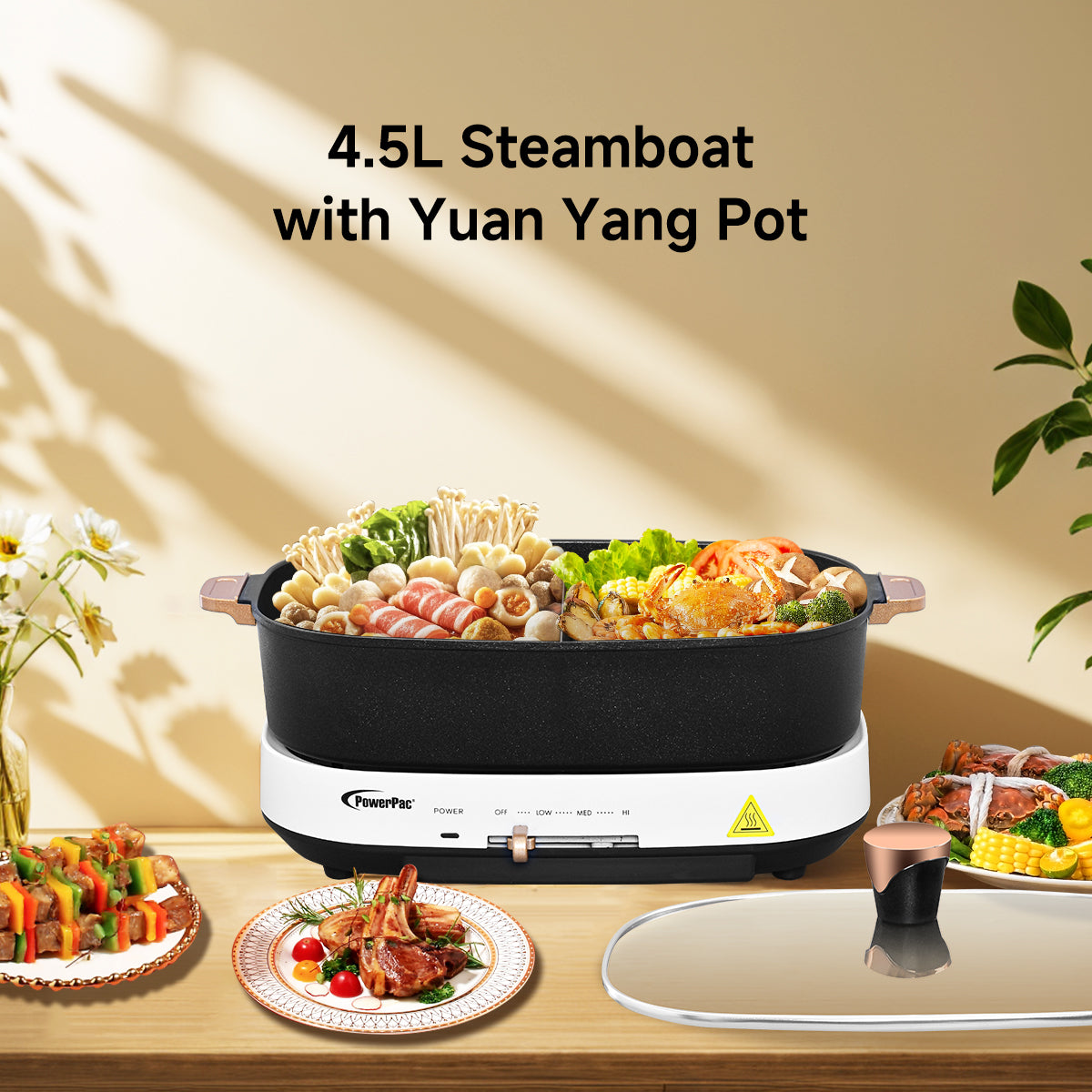 Steamboat & Multi Cooker, Hot pot 4.5L with YuanYang Pot (PPMC768)
