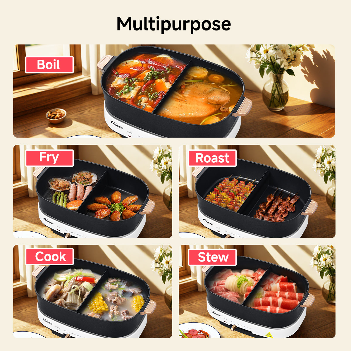 Steamboat & Multi Cooker, Hot pot 4.5L with YuanYang Pot (PPMC768)