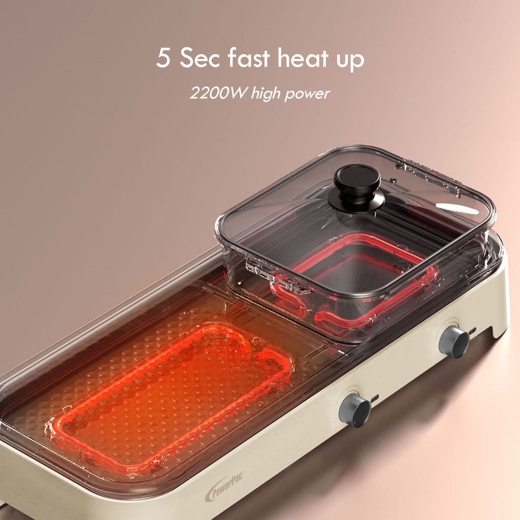 Steamboat with BBQ Grill, 2 in 1 Multi Cooker with Non-stick YuanYang pot (PPMC797)