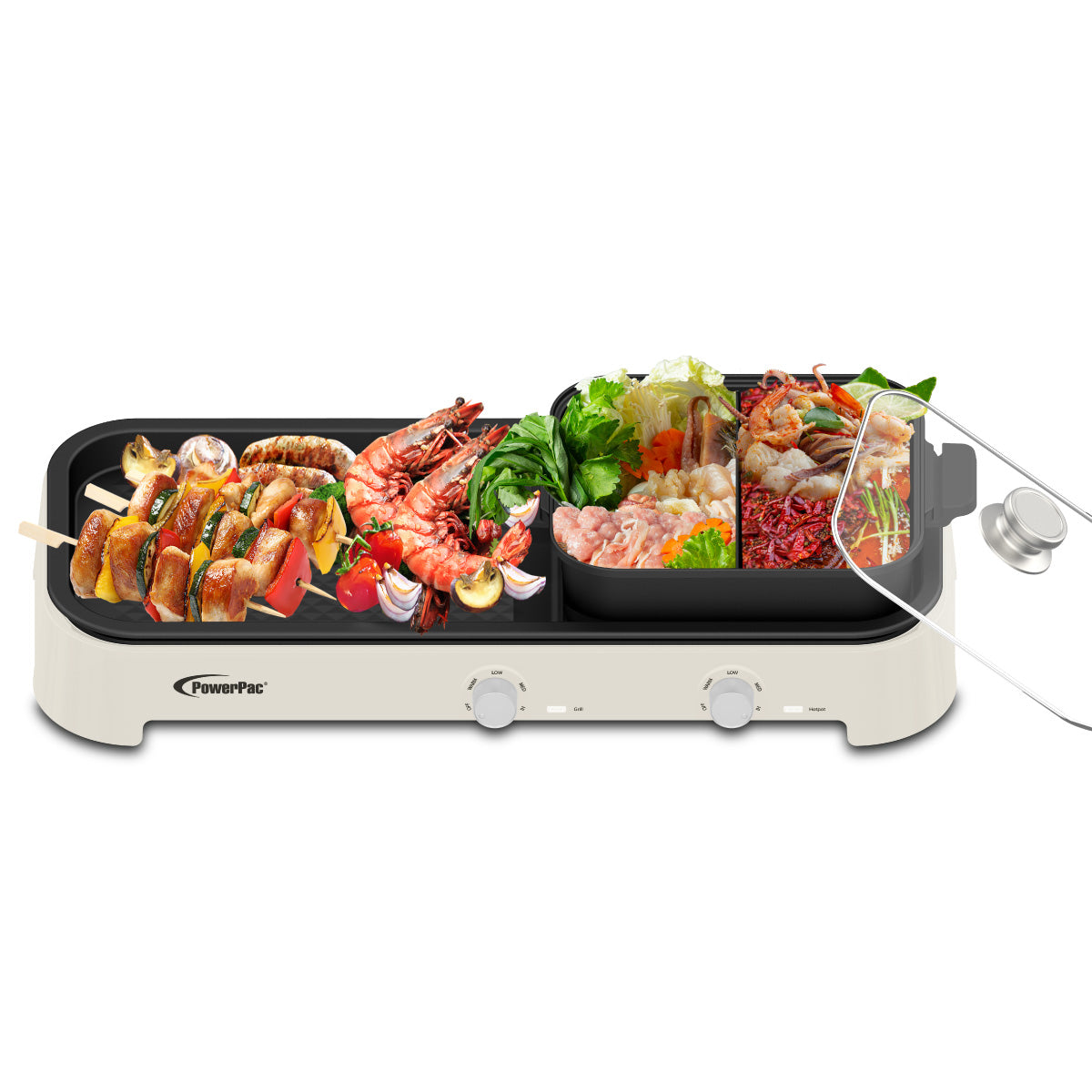 Steamboat with BBQ Grill, 2 in 1 Multi Cooker with Non-stick YuanYang pot (PPMC797)