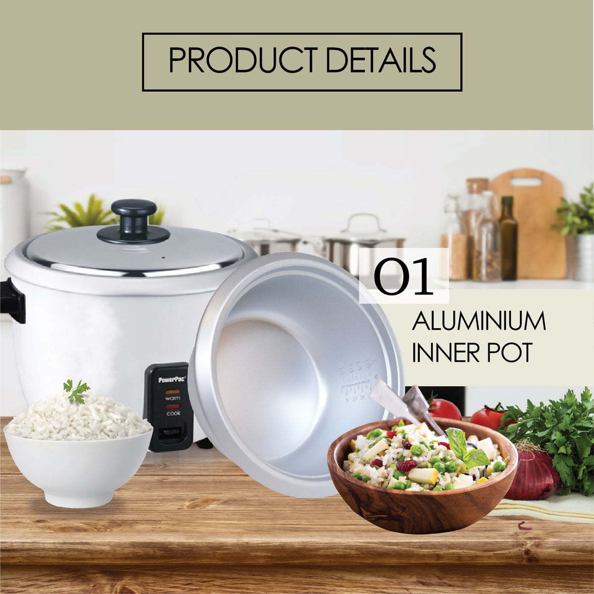 2.8L Rice Cooker with Aluminium Inner Pot (PPRC10) Green