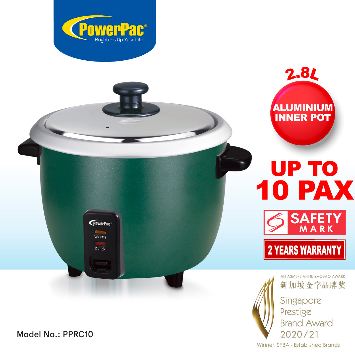 2.8L Rice Cooker with Aluminium Inner Pot (PPRC10) Green