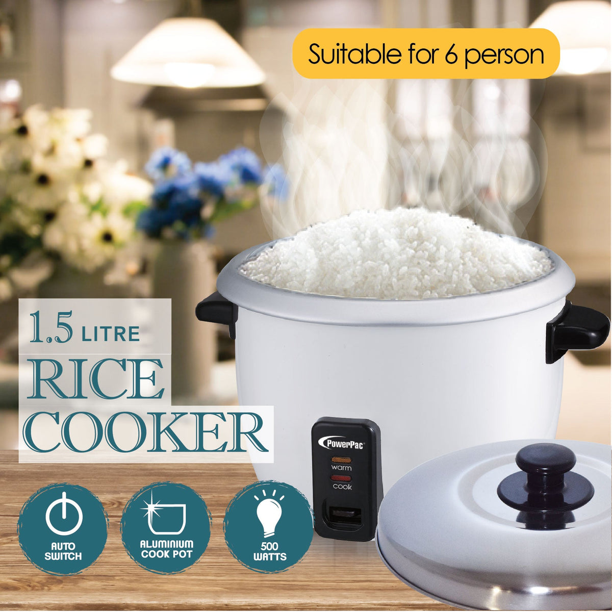 1.5L Rice Cooker with Aluminium Inner Pot (PPRC6) Green