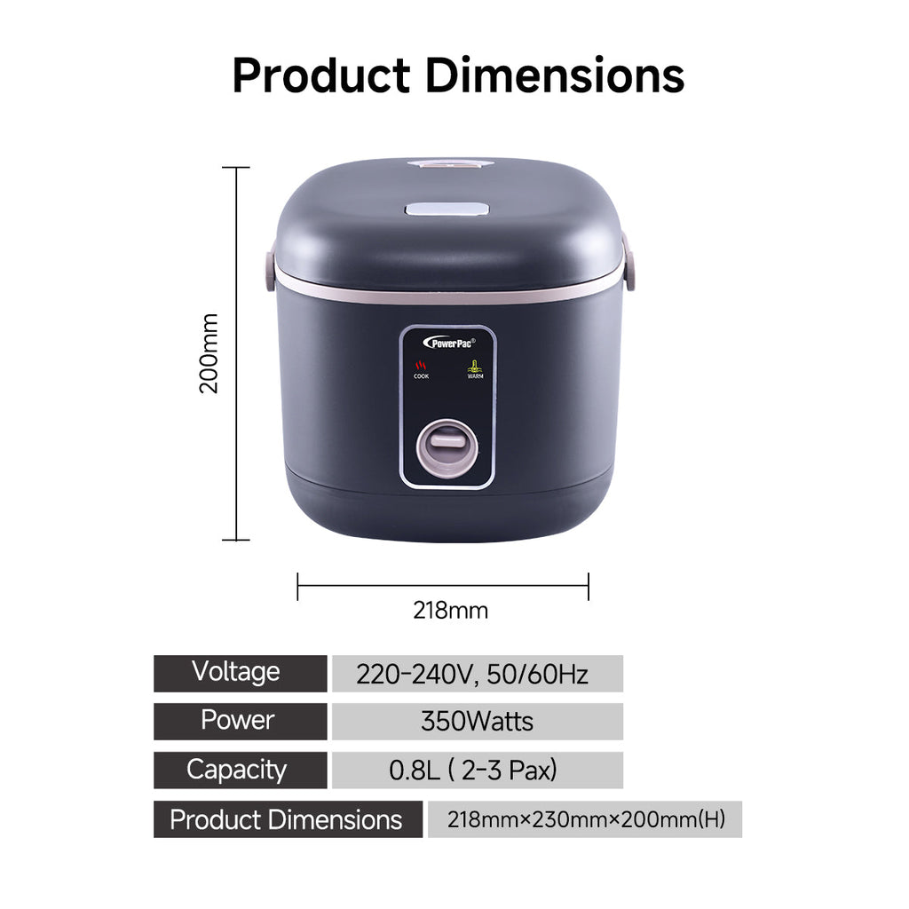Rice Cooker 0.8L with non-stick Inner Pot (PPRC610) BK