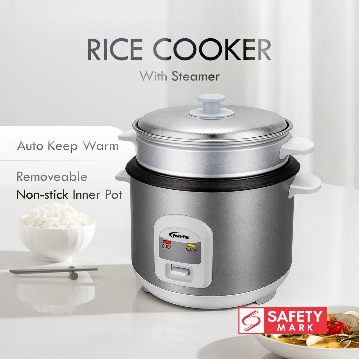 1.8L Rice Cooker with Steamer (PPRC68)