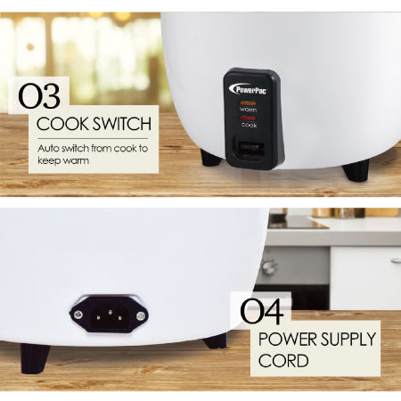 1.8L Rice Cooker with Aluminium Inner Pot and  Steamer (PPRC8) Green