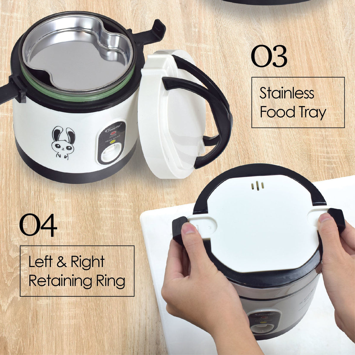 Mini Rice Cooker, Electric Lunch Box 0.6L (PPRC09)