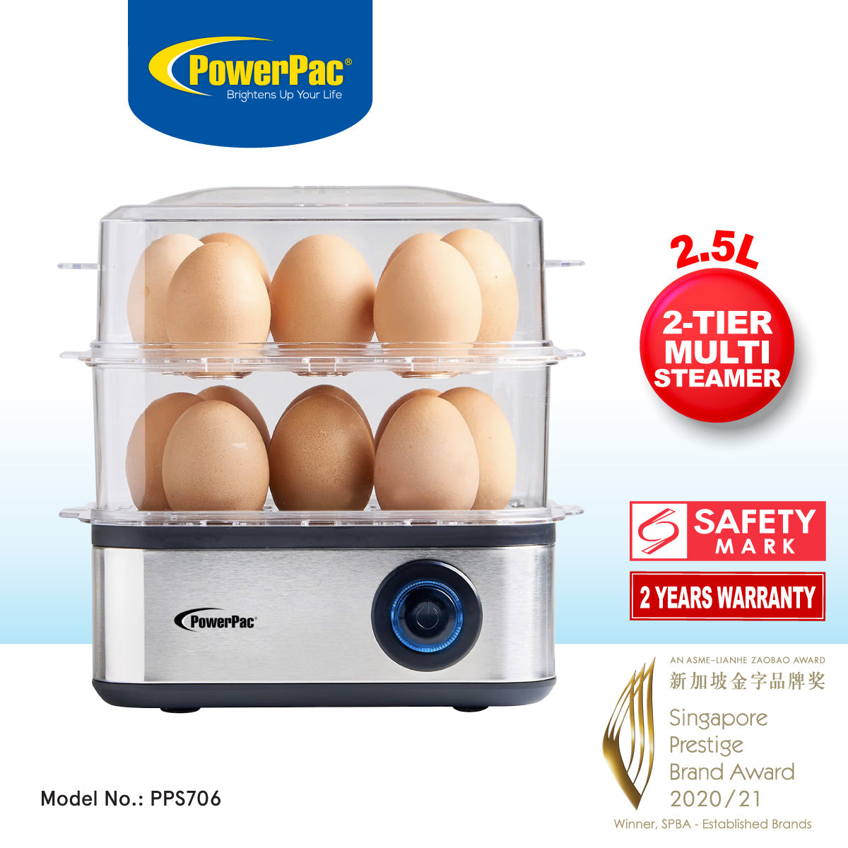 Food steamer 2.5L Multifunction 2 Tier Steamer (PPS706)