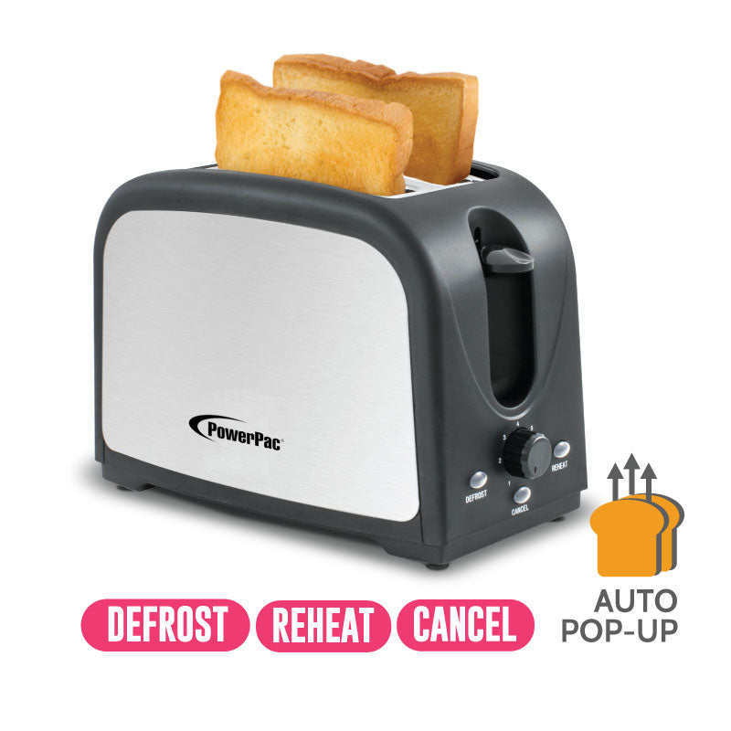 2 slice Bread Toaster Pop-Up with Defrost and Re-heat  (PPT03)