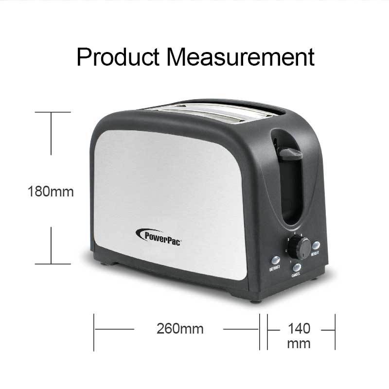 2 slice Bread Toaster Pop-Up with Defrost and Re-heat  (PPT03)